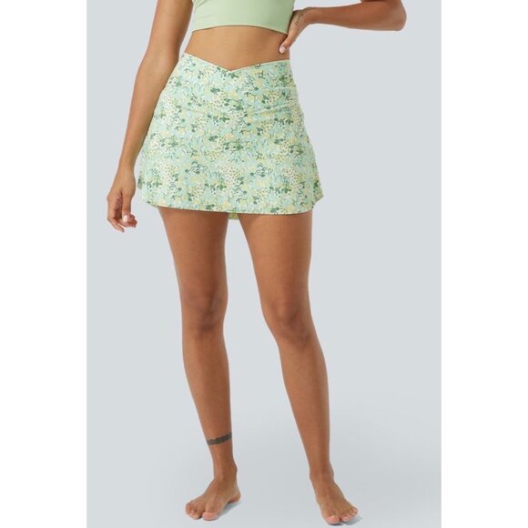 Halara Everyday Crossover Pocket 2-in-1 Tennis Skirt-Lucid Sz XL Womens Green Fl - Picture 2 of 13
